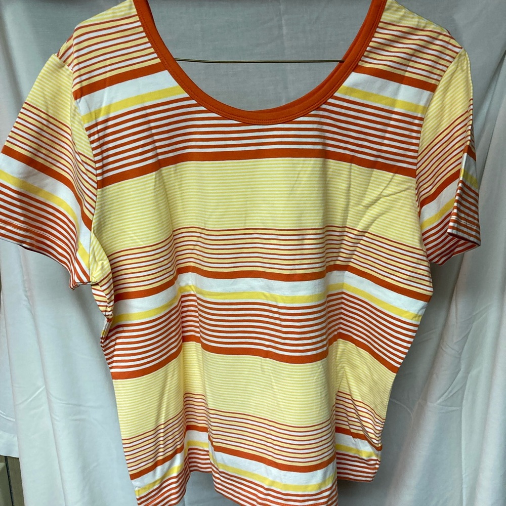 St. John's Bay Multicolor Striped Short Sleeve Scoop Neck Top